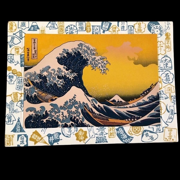 Japanese Fukui Asahido Kyoto greeting card The Great Wave Kanagawa Wood Block - Picture 1 of 11